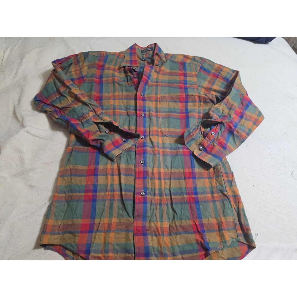 Burberrys of London Vintage MensSmall Plaid Cotton Button Down Shirt Multi Color